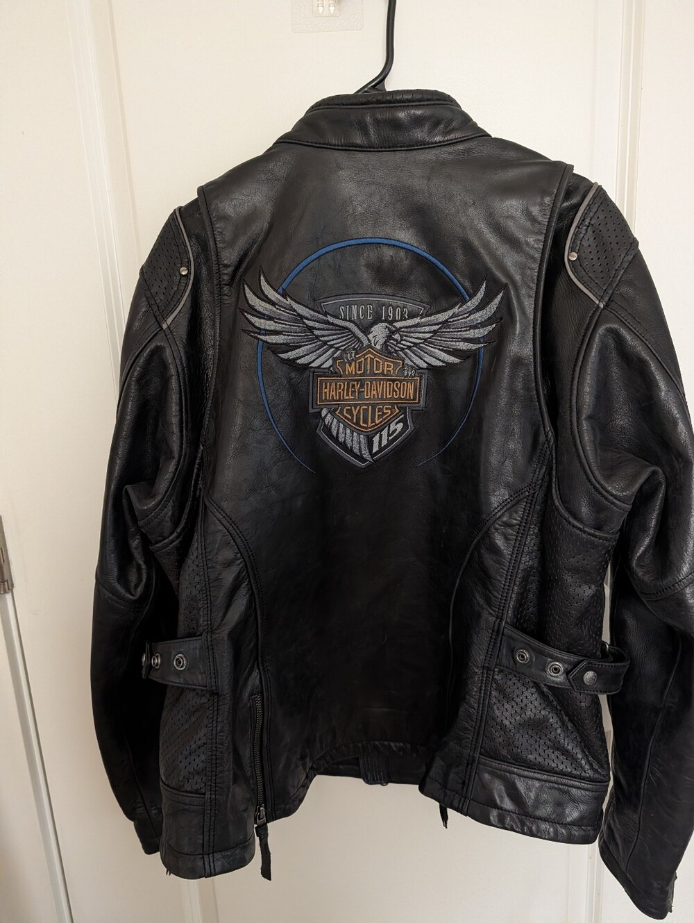 Women's Harley-Davidson 115th Anniversary Leather Riding Jacket, Size 2W